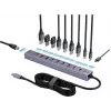 Renkforce RF-7465830 Hub USB 3.0 interno USB-C de 10 puertos, 5 Gbit/s, alimentado por SATA, Gris