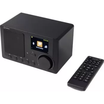 Renkforce RF-IR-MONO2 Radio de sobremesa con internet y Bluetooth, DLNA, función despertador, Negro (RF-7191140)