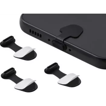 Renkforce Protector antipolvo USB-C para dispositivos móviles, set de 3 piezas, negro (RF-7260818)