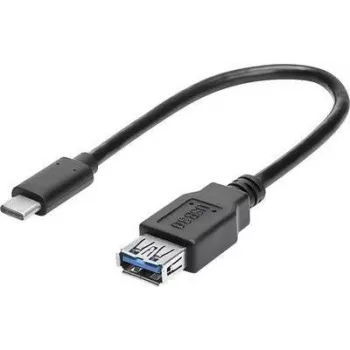renkforce Cable adaptador USB-C a USB 3.0 A con OTG, 0,15 m, Negro, Contactos dorados