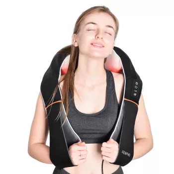 RENPHO U-Neck 1 Masajeador de cuello y hombros Shiatsu con calor, 8 nodos de rotación bidireccional, 3 niveles de velocidad, Negro