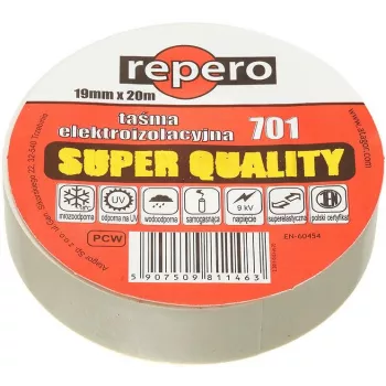 REPERO 701 Cinta aislante de PVC blanca 19 mm x 20 m