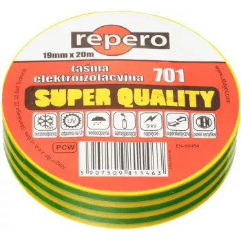 REPERO 701 Cinta aislante de PVC amarilla-verde 19mm x 20m