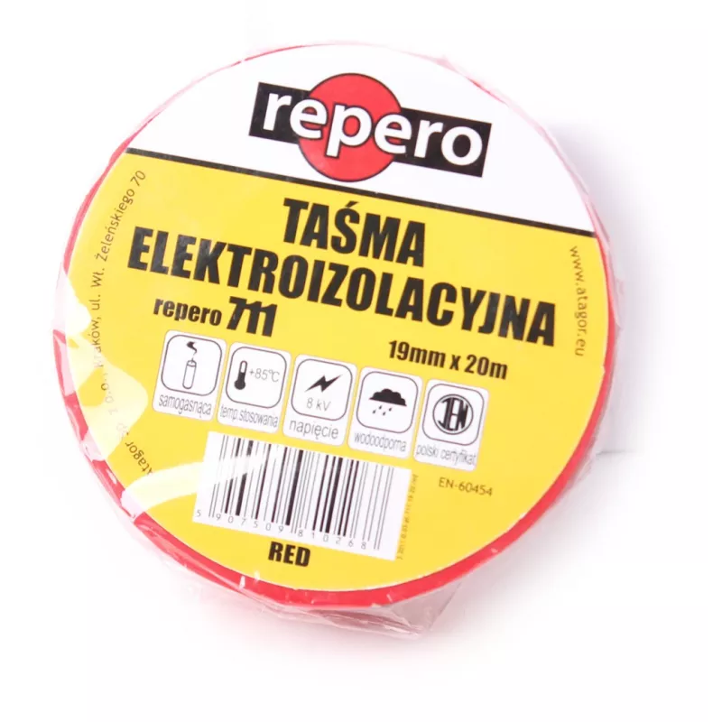 REPERO 711E Cinta aislante de PVC roja 19 mm x 20 m