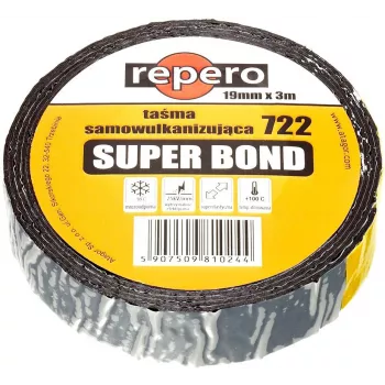 REPERO 722E Super Bond Cinta autovulcanizante 19 mm x 3 m negra