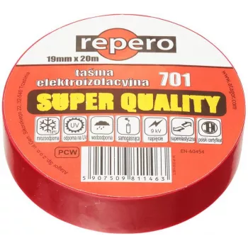 REPERO TTE701S2-0019-20 cinta aislante de PVC roja 19 mm x 20 m