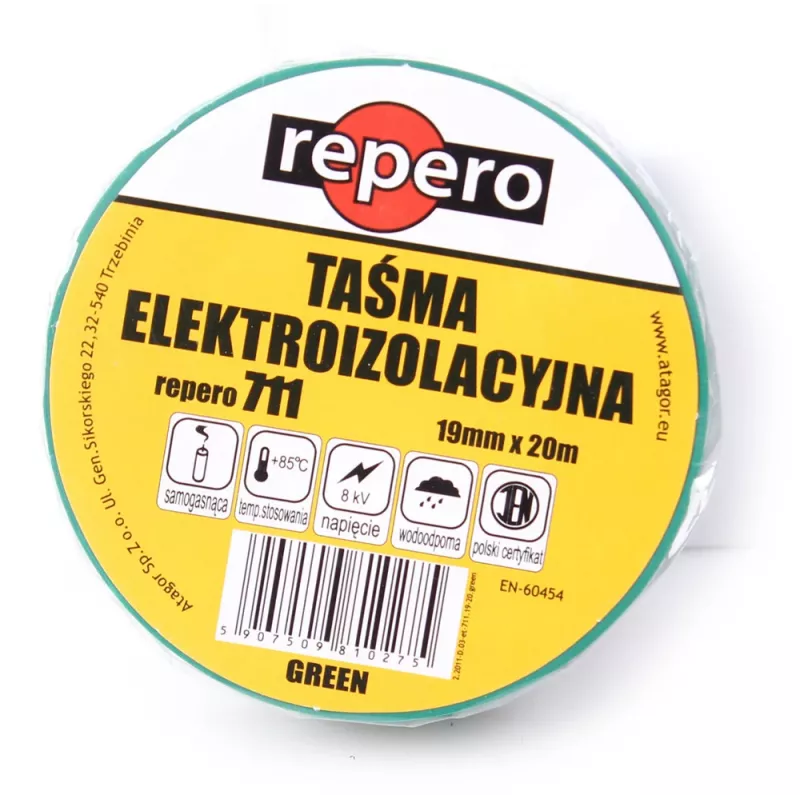 REPERO 711E cinta aislante verde 19mm x 20m