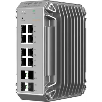 Reyee switch industrial de 12 puertos, 8x Gigabit, 4x SFP, hasta 80°C (RG-NIS3100-8GT4SFP-HP)