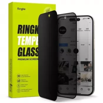 Protector de pantalla Ringke Easy Slide Privacy para iPhone 15/16 cristal templado 9H con ayuda de instalación (pack de 2) transparente