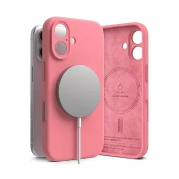 Funda Ringke para iPhone 16 de silicona magnética rosa