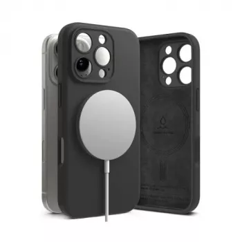 Funda de silicona magnética Ringke para iPhone 16 Pro, negra