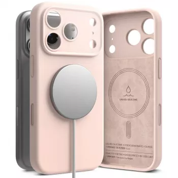 Funda de silicona magnética Ringke para iPhone 17 Pro Pink Sand