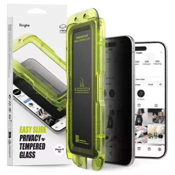 Ringke iPhone Air protector de pantalla Premium Easy Slide Privacy cristal templado 9H con plantilla de instalación (pack de 2) transparente