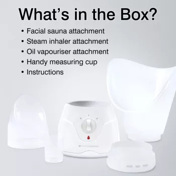 RIO FSTE-EU/1,8 Sauna facial con inhalador de vapor, 70 W, vapor ajustable, blanco