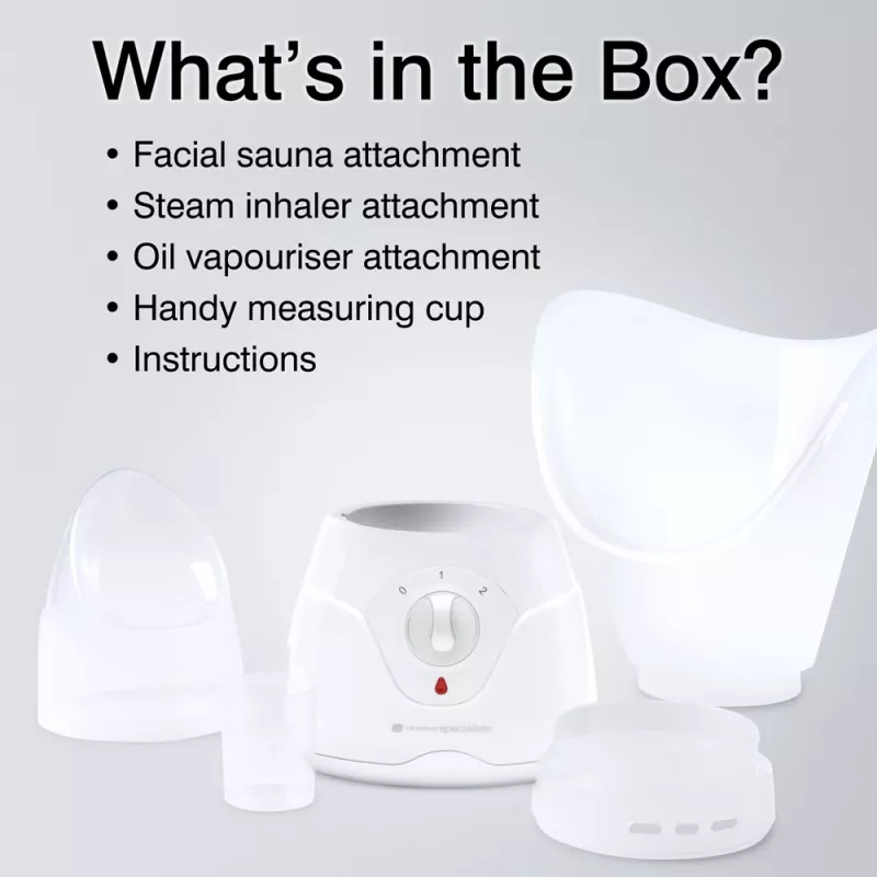 RIO FSTE-EU/1,8 Sauna facial con inhalador de vapor, 70 W, vapor ajustable, blanco