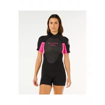 Rip Curl Omega Back Zip neopreno corto - negro/rosa - mujer - talla S