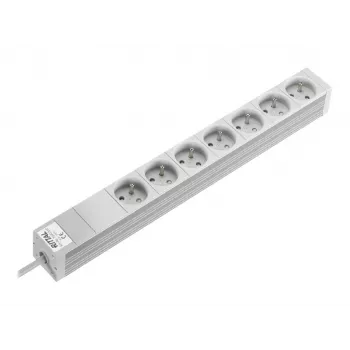 Rittal 7240510 PDU de rack 19 pulgadas 1U, 7x tomas CEE 7/5, 230V 16A, cable de 2m, gris