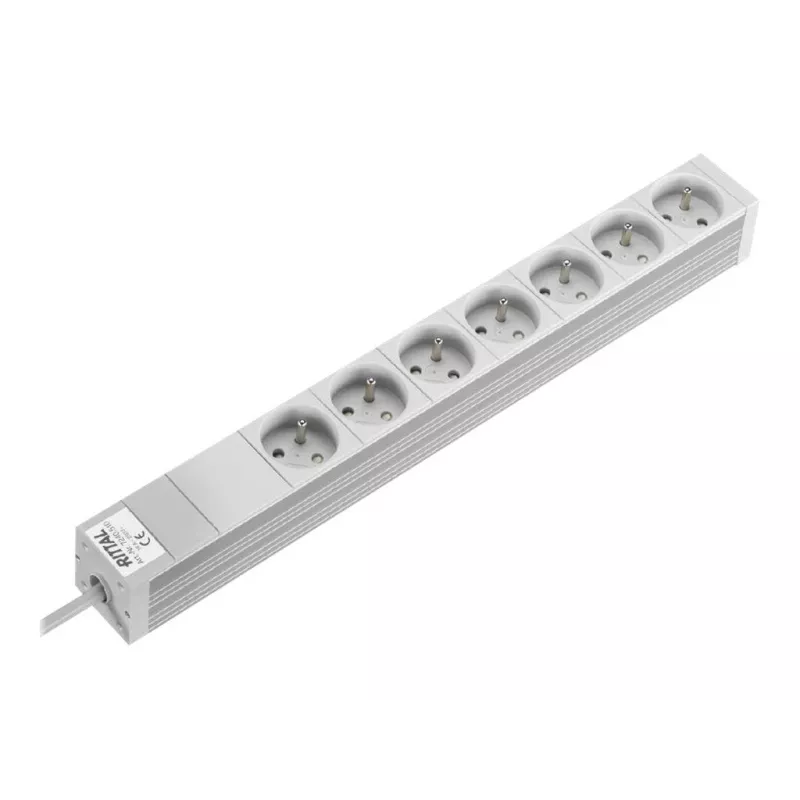 Rittal 7240510 PDU de rack 19 pulgadas 1U, 7x tomas CEE 7/5, 230V 16A, cable de 2m, gris