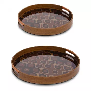 Rituali Domestici Galateo Set de 2 bandejas redondas de servir, melamina blanca, 38 cm y 30 cm