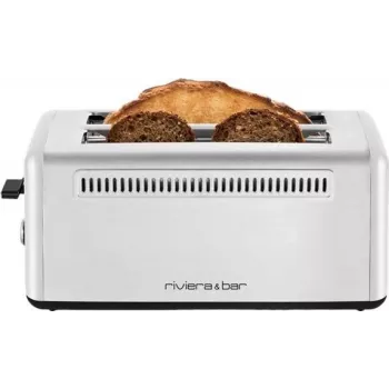 RIVIERA & BAR QGP480 tostadora de acero inoxidable XL extra larga de 2 ranuras, 1500 W, 7 niveles de tostado, descongelar y calentar