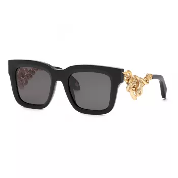 Roberto Cavalli Gafas de sol unisex SRC041M520700 - Montura negra, lentes gris degradado, 52 mm