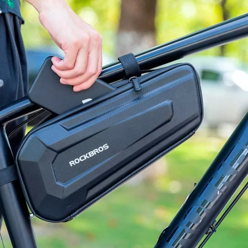 ROCKBROS bolsa de tubo superior para bicicleta 1,5L impermeable de carcasa rígida con logo reflectante