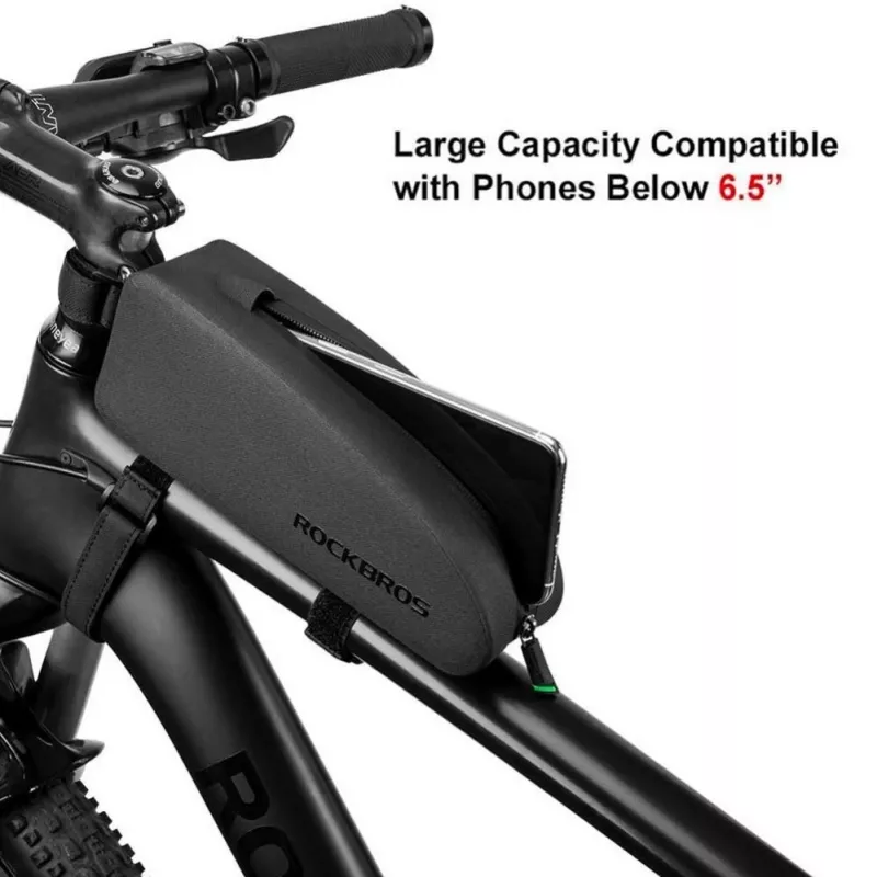 ROCKBROS Bolsa de Tubo Superior para Bicicleta 1.6L Impermeable Carcasa Rígida EVA Efecto Fibra de Carbono Negra