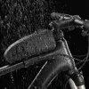 ROCKBROS Bolsa de Tubo Superior para Bicicleta 1.6L Impermeable Carcasa Rígida EVA Efecto Fibra de Carbono Negra