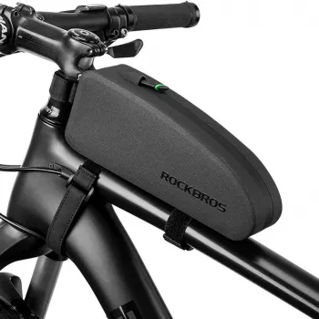 ROCKBROS Bolsa de Tubo Superior para Bicicleta 1.6L Impermeable Carcasa Rígida EVA Efecto Fibra de Carbono Negra