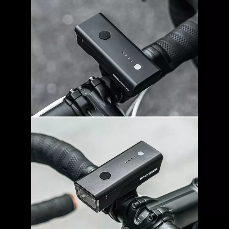 Luz delantera para bicicleta ROCKBROS 260 lm con cable USB-C a USB-A - negra