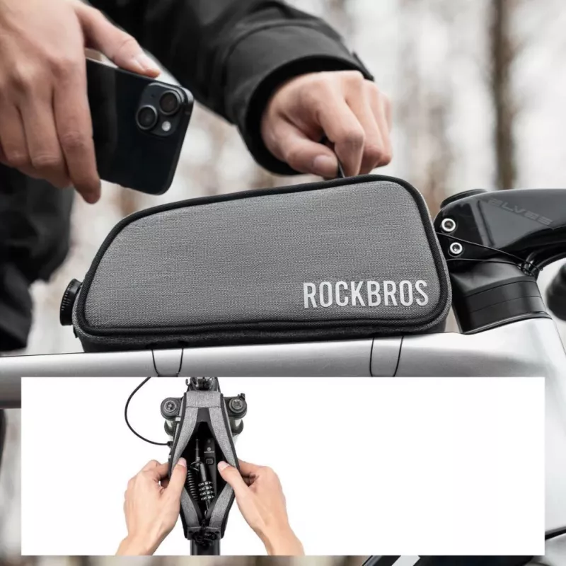 ROCKBROS ROAD TO SKY Bolsa de bicicleta para tubo superior 0.7L impermeable - gris