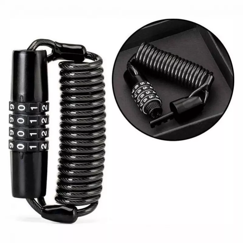 ROCKBROS T609 Candado de bicicleta con cable de combinación 1,5 m - Negro