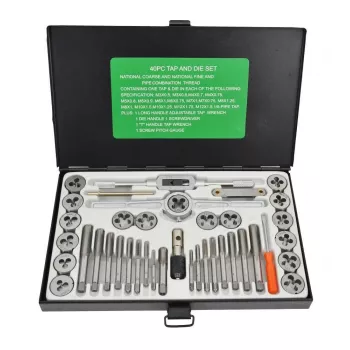 ROCKFORCE Juego de 40 piezas de machos de roscar y terrajas métricas M3-M12