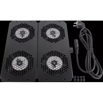 Rockstable Elemento de refrigeración de 19 pulgadas – Bandeja de ventiladores – ventilador integrado – Acero – Negro – 1 unidad – 2,92 kg (RS19-FT68)