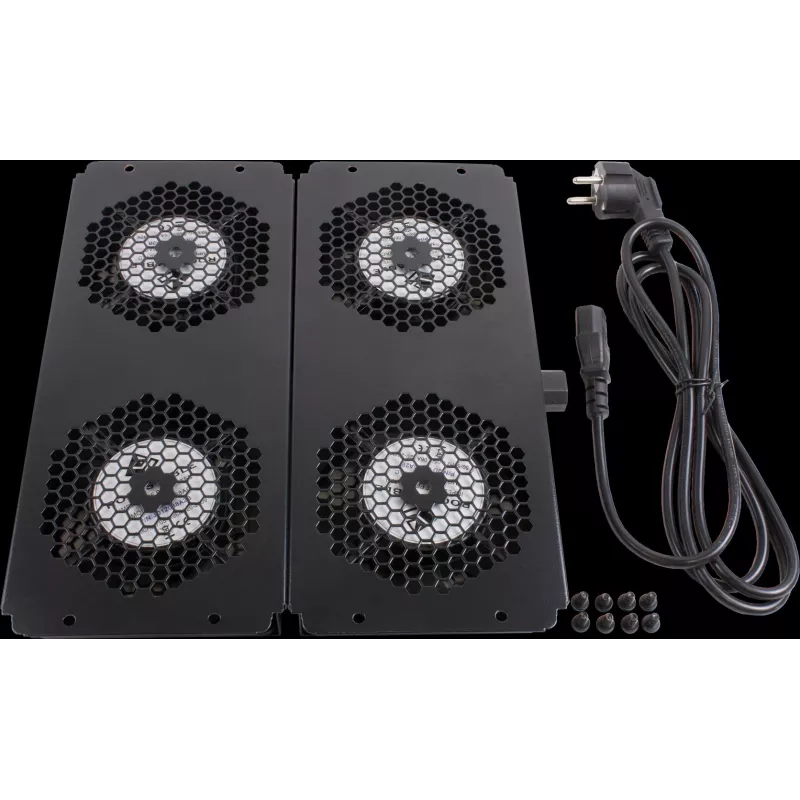 Rockstable Elemento de refrigeración de 19 pulgadas – Bandeja de ventiladores – ventilador integrado – Acero – Negro – 1 unidad – 2,92 kg (RS19-FT68)