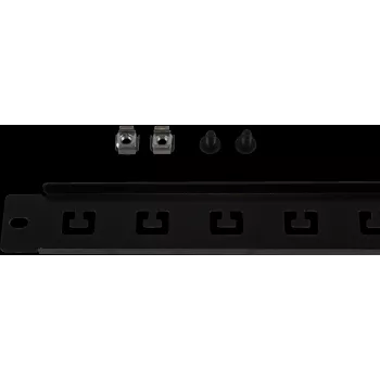 Rockstable Panel de gestión de cables 1U 19 pulgadas - Negro - acero SPCC - 485 mm