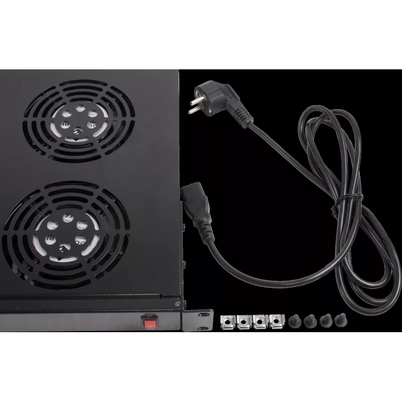 Rockstable Elemento de ventilación 1U de 19 pulgadas - Ventilador - Ventilador integrado - 440 m³/h - Acero - Negro - 1 unidad (RS19-FT1U4)