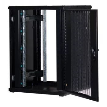 Rockstable Armario rack de 19 pulgadas 22U con puerta de rejilla - Armario de pie - 22U - 800 kg de capacidad - puerta con cerradura - guías de montaje - patas ajustables (RS19-8822PP)