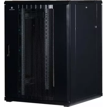 Rockstable Armario rack de 19 pulgadas 22U con puerta de rejilla - Armario de pie - 22U - 800 kg de capacidad - puerta con cerradura - guías de montaje - patas ajustables (RS19-8822PP)
