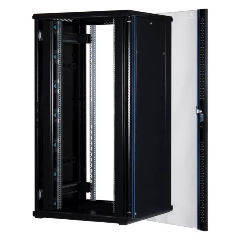 Rockstable Armario rack 19 inch 32U con puerta de cristal - Armario de pie - 32U - 800 kg - cerradura con llave - guías de montaje - patas regulables (RS19-8832)