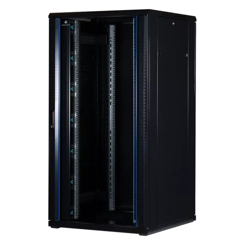 Rockstable Armario rack 19 inch 32U con puerta de cristal - Armario de pie - 32U - 800 kg - cerradura con llave - guías de montaje - patas regulables (RS19-8832)
