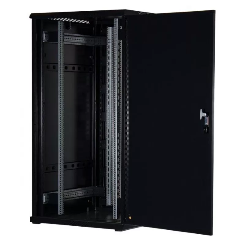 Rockstable Armario rack 19 inch 32U con puerta de cristal - Armario de pie - 32U - 800 kg - puerta con cerradura - guías de montaje - patas regulables (RS19-8032)