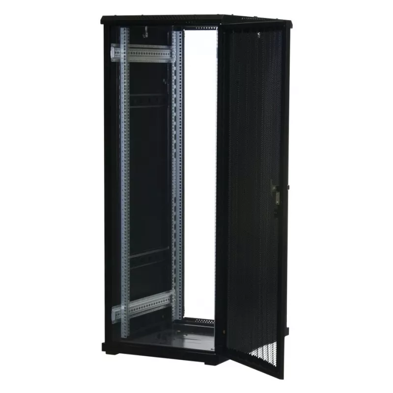 Rockstable Rack 19 inch 32U con puertas de malla - Estructura de pie - 32U - 800 kg - cerradura - guías de montaje - patas regulables (RS19-6832PP)