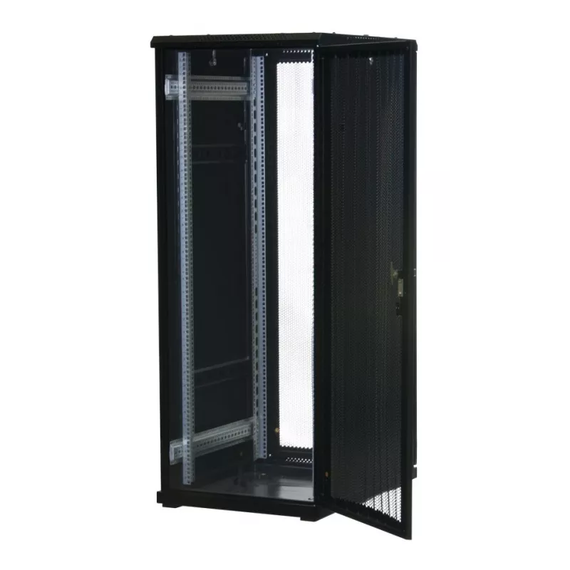 Rockstable Rack 19 inch 32U con puertas de malla - Estructura de pie - 32U - 800 kg - cerradura - guías de montaje - patas regulables (RS19-6832PP)