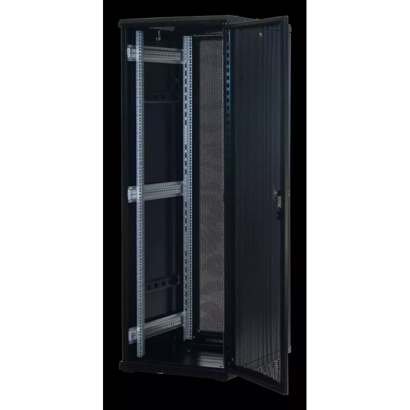 Rockstable Rack de servidor 37 HE 19 pulgadas con puertas de malla - bastidor independiente - 37U - 800 kg - cerradura con llave - raíles de montaje - patas ajustables (RS19-6837PP)