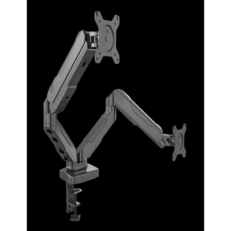 Rockstable RS-MM007 Soporte avanzado para doble monitor - Pinza / Pasacables - 13 kg - 15-27