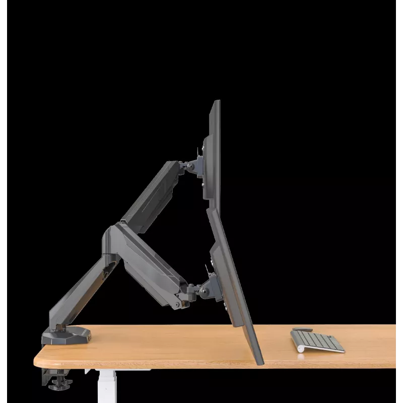 Rockstable RS-MM011B soporte de mesa profesional para doble monitor - pinza/perno - 16 kg - 15-32 pulgadas - 100x100 mm - negro