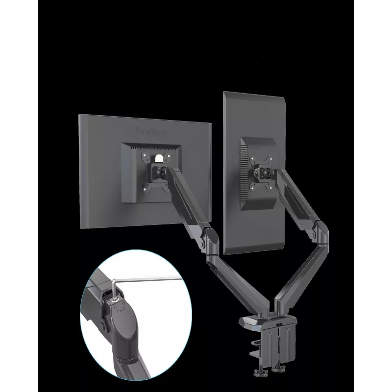 Rockstable RS-MM011B soporte de mesa profesional para doble monitor - pinza/perno - 16 kg - 15-32 pulgadas - 100x100 mm - negro