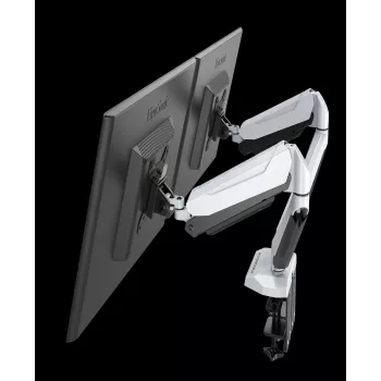 ROCKSTABLE RS-MM011W Soporte profesional para doble monitor - Abrazadera / Pasacables - 16 kg - 38,1 cm (15 pulgadas) - 81,3 cm (32 pulgadas) - 100 x 100 mm - Blanco