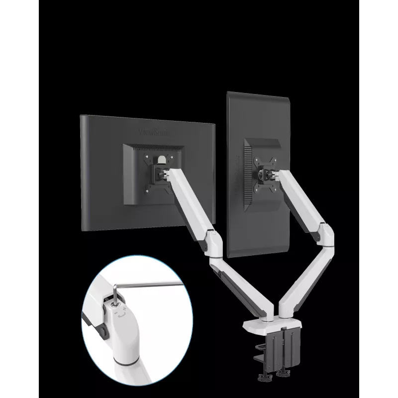 ROCKSTABLE RS-MM011W Soporte profesional para doble monitor - Abrazadera / Pasacables - 16 kg - 38,1 cm (15 pulgadas) - 81,3 cm (32 pulgadas) - 100 x 100 mm - Blanco